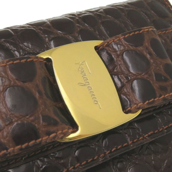 Salvatore Ferragamo Vara Ribbon Chain Shoulder Bag AQ213202, Embossed Leather... - Picture 7 of 9